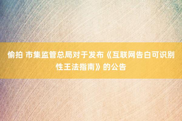 偷拍 市集监管总局对于发布《互联网告白可识别性王法指南》的公告