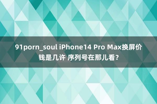 91porn_soul iPhone14 Pro Max换屏价钱是几许 序列号在那儿看？