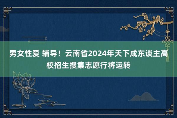 男女性爱 辅导！云南省2024年天下成东谈主高校招生搜集志愿行将运转